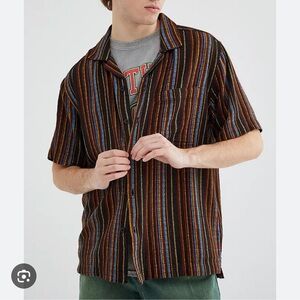 BDG Eli camp collar stripe short sleeve shirt